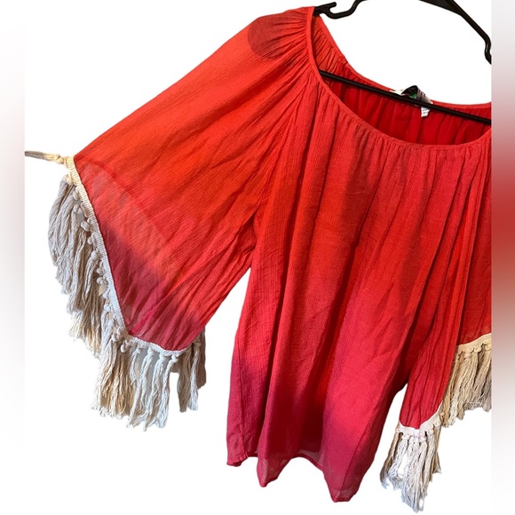 VAVA By Joy Han Boho Fringe Flowy Shirt - Picture 3 of 6